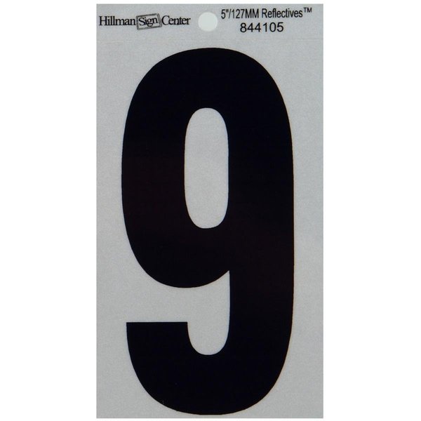 Hillman 5 in. Black & Silver Reflective Mylar Square Cut Self Adhesive Number 9 844105